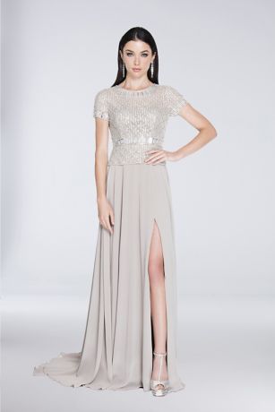 A-Line Short Sleeve Chiffon Dress
